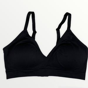 Zella Black V neck cut Adjustable Bra style strap sports bra